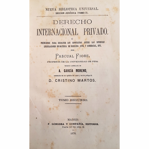 Sub.:8 - Lote: 2127 -  Derecho. FIORE, Pascual. 