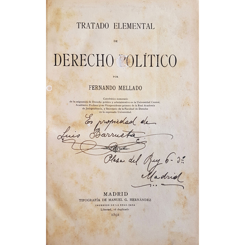 Sub.:8 - Lote: 2086 -  Derecho. MELLADO, Fernando. 