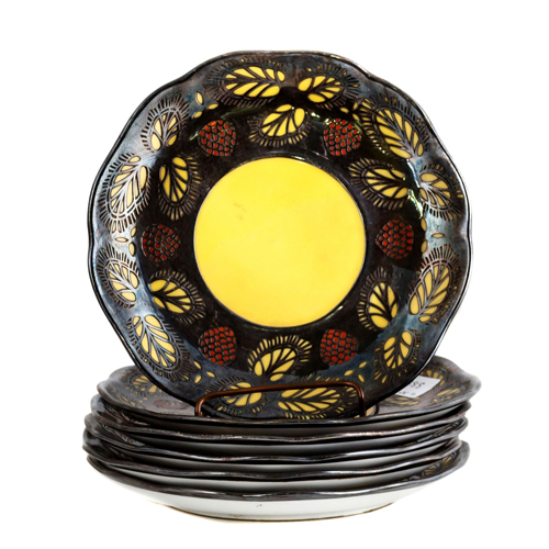 Sub.:8 - Lote: 3446 -  Conjunto de seis platitos en porcelana con marcas Kronach-Bavaria.