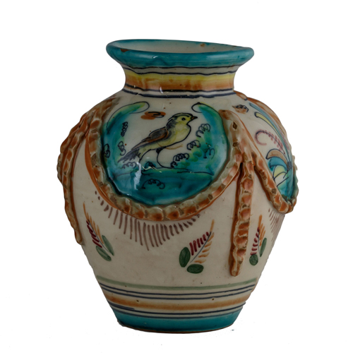 Sub.:8 - Lote: 3236 -  Orza en cer�mica vidriada de Talavera. Decorada con guirnaldas trenzadas y motivos zoomorfos.