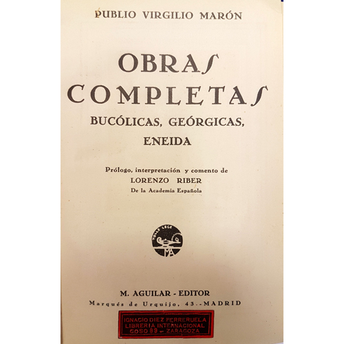 Sub.:8 - Lote: 2137 -  Literatura. VIRGILIO MAR�N, P. 