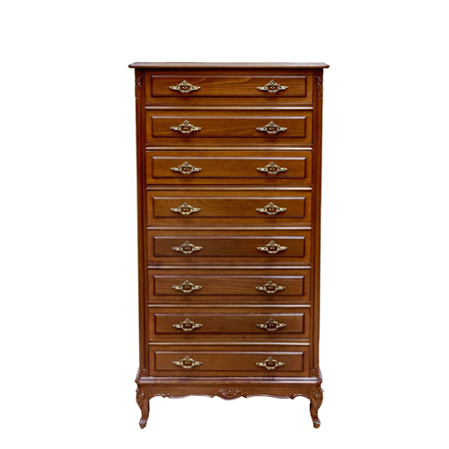 Sub.:8 - Lote: 3302 -  Chiffonier estilo Luis XV de ocho cajones en madera de haya.