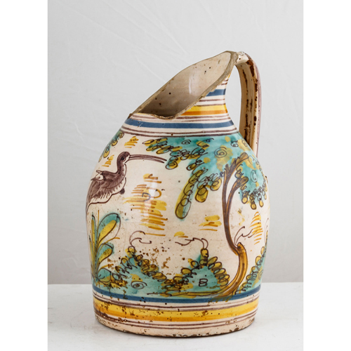 Sub.:8 - Lote: 3233 -  Jarra en cer�mica Puente del Arzobispo, con decoraci�n de garza y �rboles. 