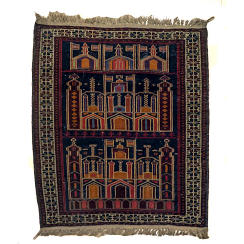 Sub.:9-On - Lote: 114 -  Pequea alfombra de oracin, estilo persa. Faltas.