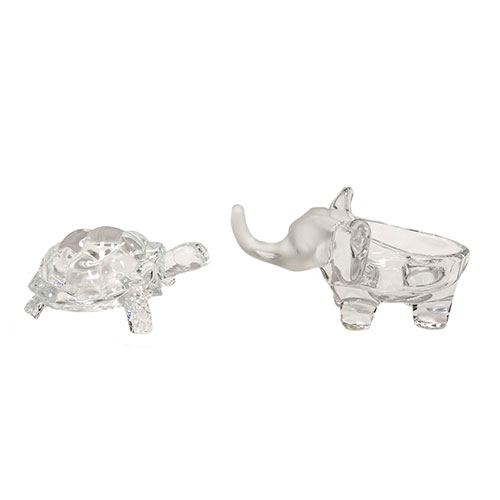 Sub.:9-On - Lote: 357 -  Tortuga y elefante realizados en cristal.
