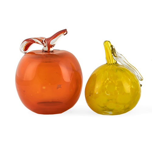 Sub.:9-On - Lote: 394 -  Limn y manzana en cristal de Murano. Pequeas faltas.