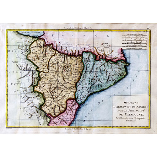 Sub.:9 - Lote: 8 - RIGOBERT BONNE (1727-1795) Reinos de Aragn y de Navarra y Principado de Catalua / Royaumes DAragon et de Navarre, avec la Principaute de Catalogne