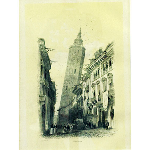 Sub.:9 - Lote: 7 - ADOLF FRANOISE PANNEMAKER (1822-1900) Saragosse. Zaragoza. Vista de la Torre Nueva o Inclinada