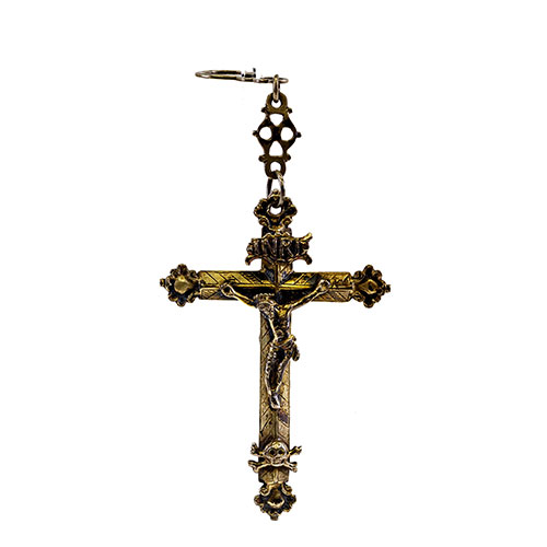 Sub.:9 - Lote: 528 -  Crucifijo pinjante en plata dorada. Con Virgen del Pilar en el reverso.S XVII